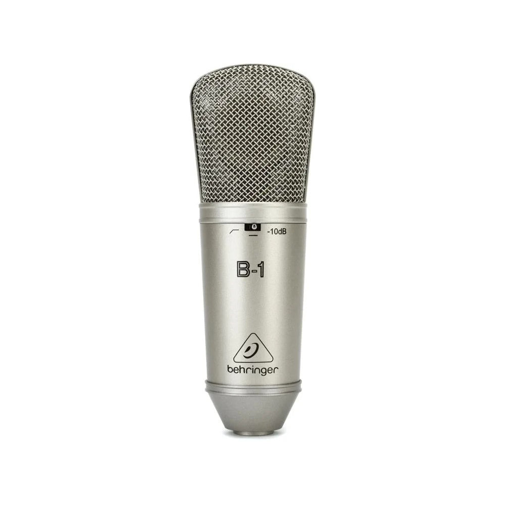 Behringer B-1 Gold-Sputtered Large-Diaphragm Studio Condenser Microphone with Cardioid Polar Pattern, Shockmount & Windscreen Included, Switchable 10dB Pad, 20Hz to 20kHz Frequency Response, XLR Connector, 48V Phantom Power