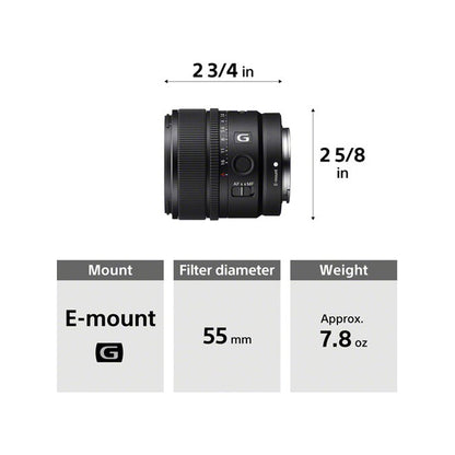 Sony E 15mm f/1.4 G Ultra-wide-angle Prime Lens with APS-C Sensor Format for E-Mount MIrrorless Digital Camera | SEL15F14G