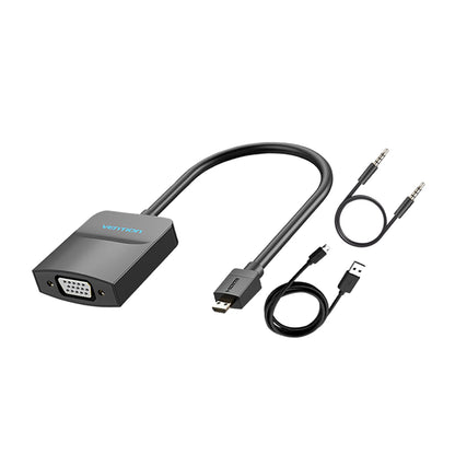 [CLEARANCE] Vention Micro HDMI to VGA Converter Cable 1080p 60Hz (Male to Female) 0.15-meters with Micro USB / 3.5mm Audio Port and Cord (AGBBB)