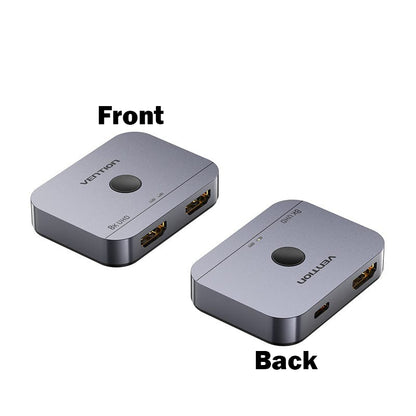 Vention Bi-Directional 8K 60Hz HDMI USB-C Switcher Splitter 2 in 1 out / 1 in 2 out with One Button Switching, Support 3D, Dynamic HDR, Up to 120Hz Refresh Rate, and 48Gbps Data High Speed for TV, Monitor, Projector | AKPH0
