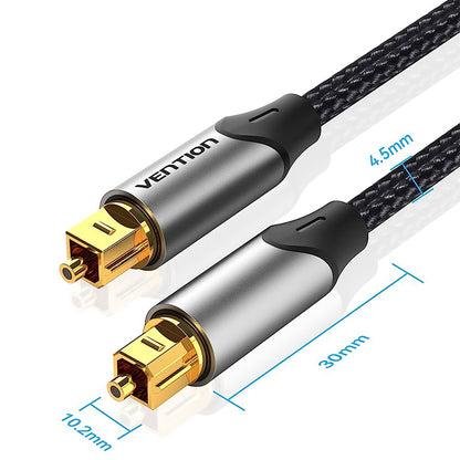 [CLEARANCE] Vention (5 Meterss) Digital Toslink Optical Fiber Audio Extension Cable Aluminum Alloy Type PVC Gold-Plated for TV, PS4, PlayStation, Xbox, PC, Gaming, Camera, Printer | BAVBJ
