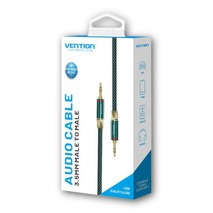 Vention (8 Meters) TRS 3.5mm Male to Male Audio Extension Cable Cotton Braided Green Copper Type Gold-Plated Hi-Fi Video Stereo Music for Smartphones, Car, Speaker, Headset | BAYGK