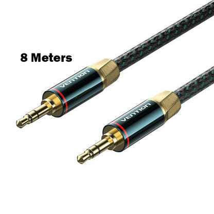 Vention (8 Meters) TRS 3.5mm Male to Male Audio Extension Cable Cotton Braided Green Copper Type Gold-Plated Hi-Fi Video Stereo Music for Smartphones, Car, Speaker, Headset | BAYGK