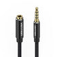 Vention (0.5m - 10m) TRRS 3.5mm Male to 3.5mm Female Audio Extension Aux Cable Cotton Braided Black Aluminum Alloy Type Gold-Plated Hi-Fi Audio Support Microphone, In-Line Control for Smartphones, PC, Gaming, Laptop, TV, Projector | BHC Series