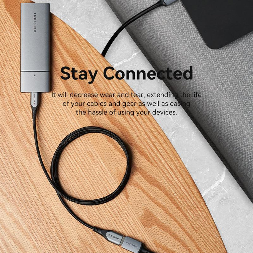 Vention (1m / 2m) USB-A 3.0 Female to Male Extension Charging Data Cable Plug & Play with 5Gbps Fast Transmission Speed, Cotton-Braided Jacket for Laptop, PC, TV, Monitor, Desktop Computer, Gaming Console, Storage Devices