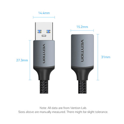 Vention USB 3.0 Cotton Braided Extension Cable with Male to Female Connectors and 5Gbps High-Speed Data Transmission for Chargers Mobile Phone Computer Laptop PC Smart TV Display Monitor Gaming Consoles Storage Devices and more