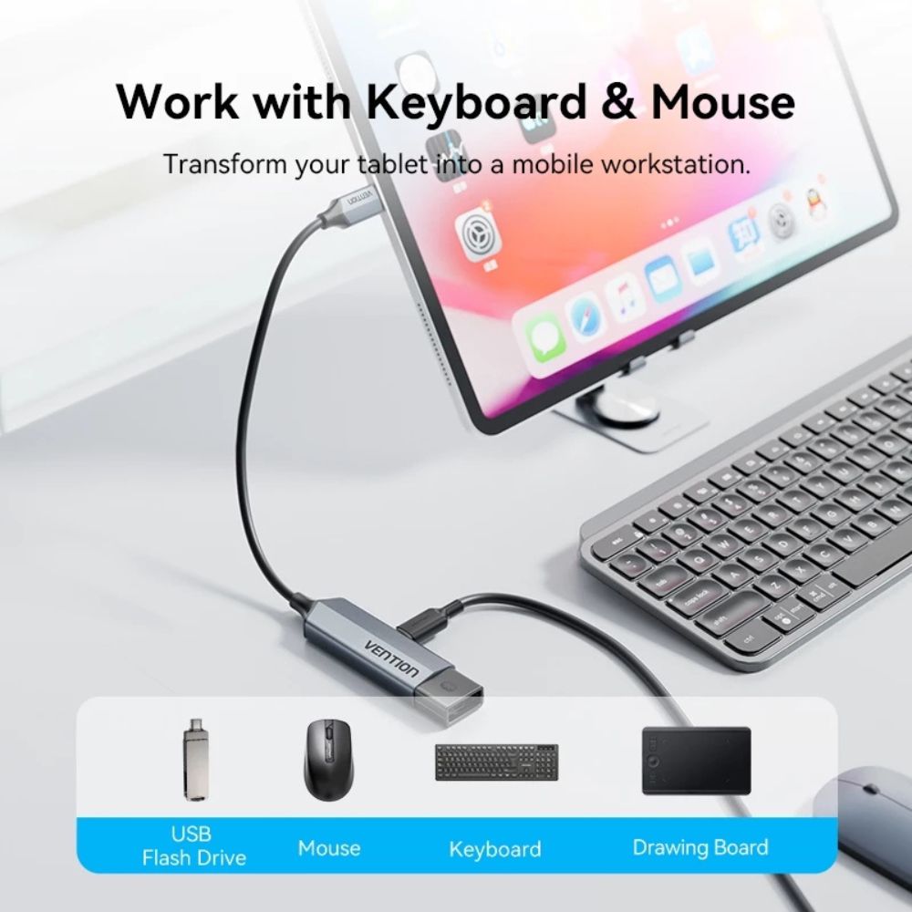 Vention USB-A 3.2 Gen 2 Female to USB C Male Adapter with 100W PD Fast Charging, 10Gbps High-Speed Data Transfer, Aluminum Alloy Shell and PVC Jacket for Smartphone, Laptop, Tablet - Windows, macOS, Linux & Android