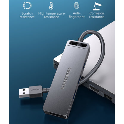 [CLEARANCE] Vention 4-Ports USB 3.0 Hub OTG Extension Charging Splitter with Power Supply, 0.15 meter USB Cable, 5Gbps Data High Speed for Laptop, MacBook, Chrome, Linux OS, Surface Pro, PC, USB Flash Drives, Mobile, PS4 | CHLHB