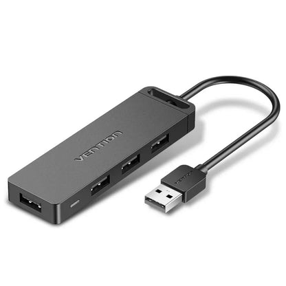 [CLEARANCE] Vention 4-Ports USB 2.0 Hub OTG Extension Charging Splitter with Power Supply, 0.15 Meter USB Cable, 480Mbps Data High Speed for Laptop, Smartphones, Printer | CHMHB