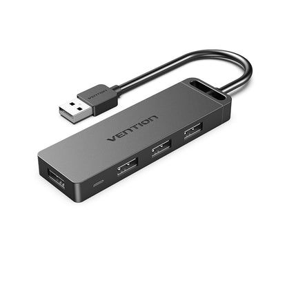 [CLEARANCE] Vention 4-Ports USB 2.0 Hub OTG Extension Charging Splitter with Power Supply, 0.15 Meter USB Cable, 480Mbps Data High Speed for Laptop, Smartphones, Printer | CHMHB