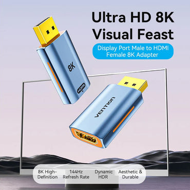 Vention DisplayPort Male to HDMI Female Display Port Adapter 8K 60Hz UHD Plug & Play with 12-Bit Color Depth, High Dynamic Range (HDR), Multiple Display Modes for Laptop, PC, TV, Monitor, Projector, Desktop Computer | HFMH0
