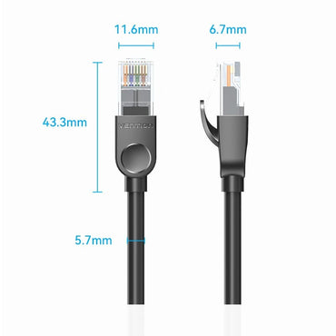 [CLEARANCE] Vention Cat6A UTP Patch Ethernet LAN Cable Gray with 1000Mbps Data High Speed, Sgless Cable, Gold-Plated Pins RJ45 for Internet, PC, Laptop, TV, Printer, Switch (15m / 20m / 25m / 30m / 35m / 40m / 50m) | IBNB Series