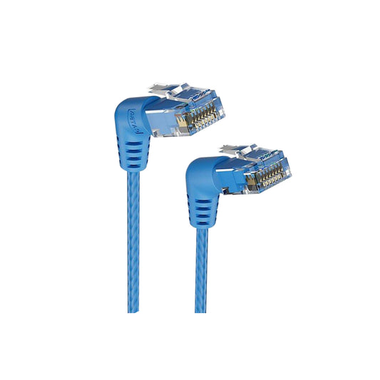 Vention 0.5m / 1m / 1.5m / 2m / 3m / 5m Cat6A UTP Patch Angled Ethernet LAN Cable 10Gbps High-Speed Network Data, 500MHz Bandwidth, Bend-Proof Rotating Connector, Gold-Plated Contacts for Home & Work Internet Connection, PC, Switch (Blue)