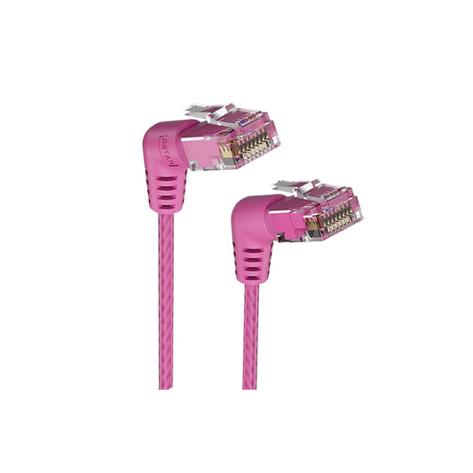 Vention 0.5m / 1m / 1.5m / 2m / 3m / 5m Cat6A UTP Patch Angled Ethernet LAN Cable 10Gbps High-Speed Network Data, 500MHz Bandwidth, Bend-Proof Rotating Connector, Gold-Plated Contacts for Home & Work Internet Connection, PC, Switch (Pink)