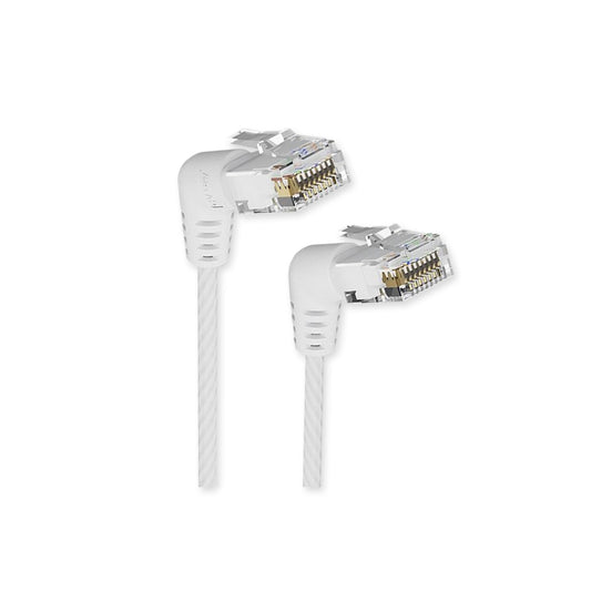 Vention 0.5m / 1m / 1.5m / 2m / 3m / 5m Cat6A UTP Patch Angled Ethernet LAN Cable 10Gbps High-Speed Network Data, 500MHz Bandwidth, Bend-Proof Rotating Connector, Gold-Plated Contacts for Home & Work Internet Connection, PC, Switch (White)