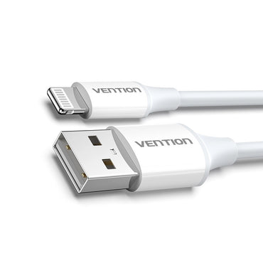 Vention USB 2.0 A Male to Lightning 2.4A Male Nickel 1.5 Meters Plated Data Charging Cable with 480Mbps Transmission Speed for Smartphones (White) LAFWG