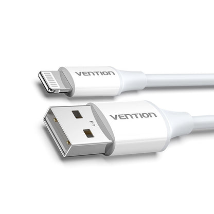 Vention USB 2.0 A Male to Lightning 2.4A Male Nickel 1.5 Meters Plated Data Charging Cable with 480Mbps Transmission Speed for Smartphones (White) LAFWG