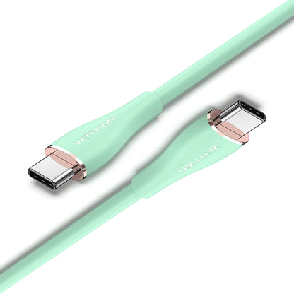 [CLEARANCE] Vention USB Type-C 2.0 5A Male to Male Fast Charging Data Cable 2 Meters with Nickel-Plated Connector 100W PD Power Delivery, 480Mbps Transfer Speed, Built-in E-Marker Chip and Flow Silicone Sheathing for Laptop Tablet Smartphones (Pink)