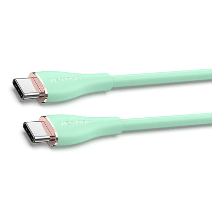 [CLEARANCE] Vention USB Type-C 2.0 5A Male to Male Fast Charging Data Cable 2 Meters with Nickel-Plated Connector 100W PD Power Delivery, 480Mbps Transfer Speed, Built-in E-Marker Chip and Flow Silicone Sheathing for Laptop Tablet Smartphones (Pink)