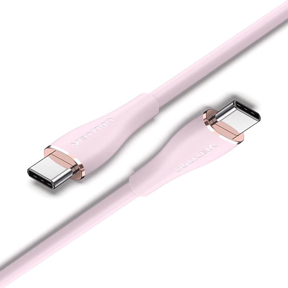 Vention USB Type-C 2.0 5A Male to Male Nickel-Plated Fast Charging Data Cable with 100W PD Power Delivery, 480Mbps Transfer Speed and E-Marker Chip for Laptop Tablet Smartphones (Blue, Green, Pink) (1M, 1.5M & 2M) TAWG TAWP TAWS