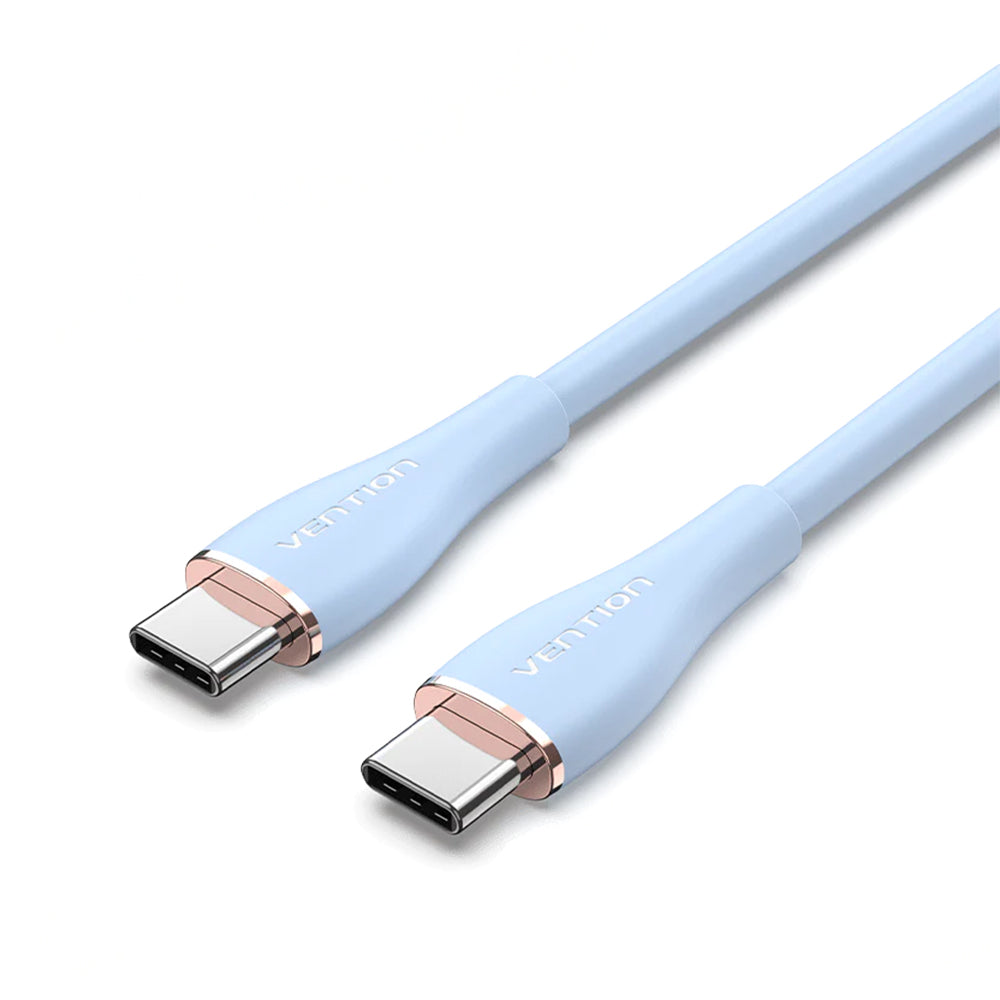 Vention USB Type-C 2.0 5A Male to Male Nickel-Plated Fast Charging Data Cable with 100W PD Power Delivery, 480Mbps Transfer Speed and E-Marker Chip for Laptop Tablet Smartphones (Blue, Green, Pink) (1M, 1.5M & 2M) TAWG TAWP TAWS
