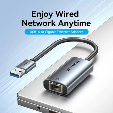 Vention USB-A / USB-C Male to RJ45 Gigabit Ethernet Adapter with Up to 1000Mbps Transmission Rate Speed, LED Light Indicators, Supports Windows Linux MacOS Android – Plug & Play for Smartphone, Laptop, Tablet, Computer PC Gaming Consoes