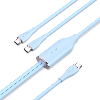 [CLEARANCE] Vention 1.5 meters 100W USB 2.0 Type C Male to Dual Male PD Fast Charging Data Cable with High-Speed 480mbps Transfer Rate for Smartphone, Tablet, Laptop, Gaming Console