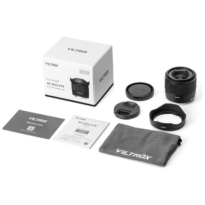 Viltrox AF 20mm f/2.8 FE Wide Angle Large Aperture STM Auto Focus Full Frame Prime Lens for Sony E-Mount Mirrorless Cameras | Black, White