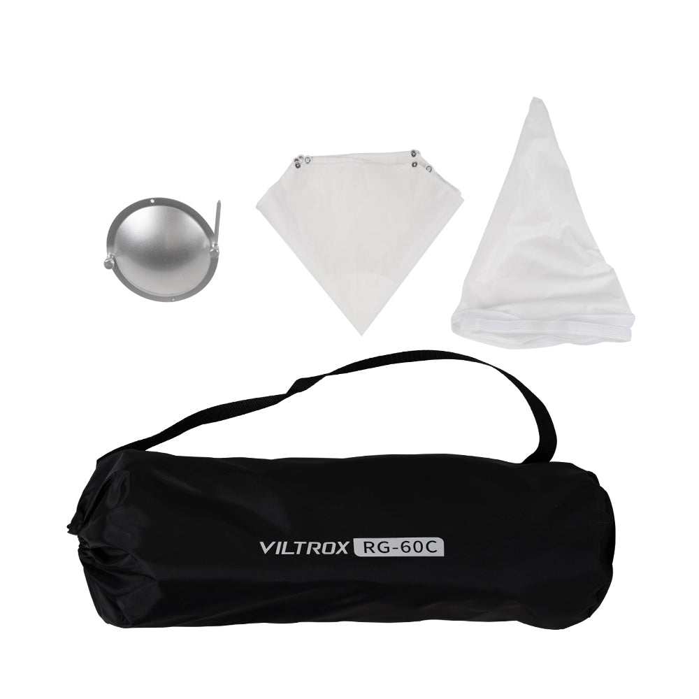 Viltrox RG-60C 60cm Foldable Deep Parabolic Softbox Reflector Diffuser with 45cm Depth, Honeycomb Grid, Silver Inner Coating, Radar and Carrying Case for Weeylite Ninja 400 II LED Light