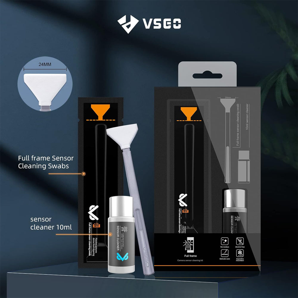 VSGO VS-S03-E Full Frame Camera Sensor Cleaning Kit with 12pcs Microfiber Cleaning Swab and Solution