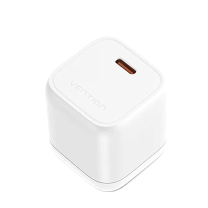 [CLEARANCE] Vention 30W GaN Fast Charger with Folding US Plug and USB-C PD Power Delivery Port for Mobile Phones Tablets and Laptops (White) FAKW0-US