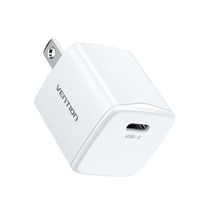 [CLEARANCE] Vention Ultramini 20W Travel Fast Wall Charger with USB-C PD Power Delivery and US Plug for Mobile Devices (White) FALW0-US