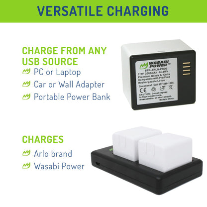 Wasabi Power Arlo Pro and Pro 2 Battery for Wireless Home Secutiy Camera, Spare for VMA4400-100NAS