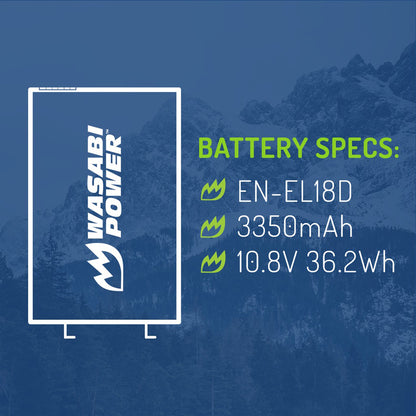 Wasabi Power Nikon EN-EL18D ENEL18D Battery for Nikon D4 D4S D5 D6 DSLR and Z9 Mirrorless Camera