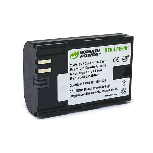 Wasabi Power Canon LP-E6NH LPE6NH Battery for Canon EOS R R5 R5C R6 R7 Mirrorless, 5D 6D 7D 60D 70D 80D 90D DSLR Camera, XC15 XC10 Camcorder