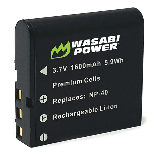 Wasabi Power NP-40 NP40 (2 Pack) 3.7V 1600mAh Battery and and Charger Kit for Casio LB-060 and Select Kodak and Casio Exilim Series Digital Camera