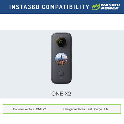 Wasabi Power Rechargeable Battery (2-Pack) 3.85V 1700mAh with USB Dual Charger Kit for Insta360 ONE X2 Camera