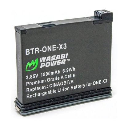 Wasabi Power Rechargeable Battery (2-Pack) 3.85V 1800mAh with USB Dual Charger Kit for Insta360 X3 Camera