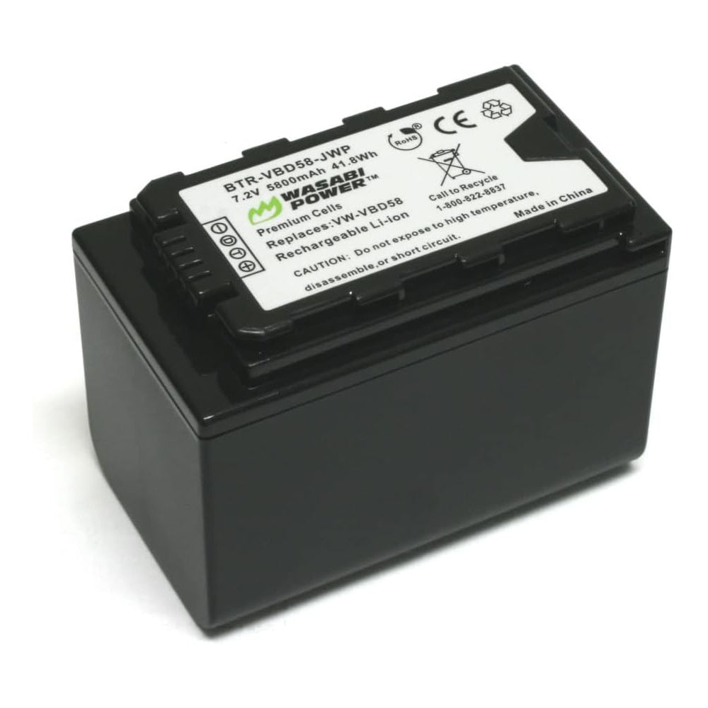 Wasabi Power VW-VBD58 VWVBD58 7.2V 5800mAh Lithium-Ion Battery with Power Indicator for Panasonic VW-VBD55 VW-VBD29 VW-VBD78 AG-VBR89G and AG-3DA1 AG-AC8 AG-HPX255 DC-BGH1 DC-BS1H HC-X1000 HDC-Z10000 Video CamCorder