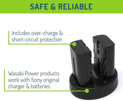 [CLEARANCE] Wasabi Power NP-F550 Dual Battery USB Charger with LCD Display for Select Sony L and M Series NP-F330, NP-F530, NP-F570 and HDR-AX2000, HDR-FX1 Digital Video Camera | LCH-DC-FM50