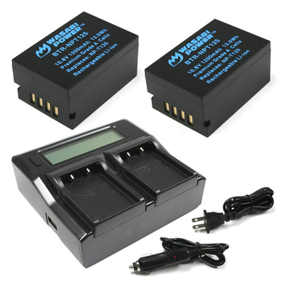 Wasabi Power NP-T125 NPT125 (2 Pack) 10.8V 1200mAh Battery and Dual USB Charger Kit with LCD Display for Fujifilm GFX 50S, GFX 50R, GFX 100, VG-GFX1 Mirrorless Camera