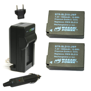 [CLEARANCE] Wasabi Power DMW-BLD10 Battery Charger with Power Indicator, Built-In Fold Out US Plug, Car Charger and Euro Plug Adapter for Panasonic Lumix DMC-G3, DMC-GF2, DMC-GX1 Mirrorless Camera | LCH-BLD10
