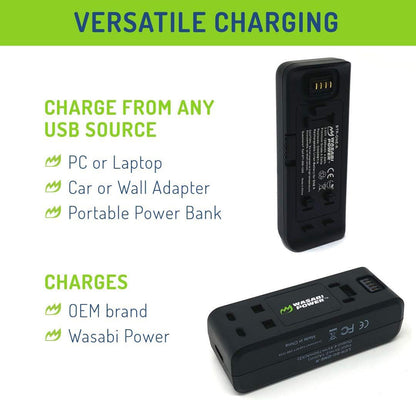 Wasabi Power Insta360 ONE R / ONE RS Action Camera Battery and Dual Charger Kit with Micro USB and Type-C Charging Ports, Spare for CINORBT/A