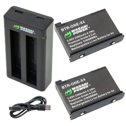 Wasabi Power Battery for Insta360 ONE X4 Action Camera (2380mAh) and Triple Charger Hub with USB Type-C Charging Cable | CINSBBMA