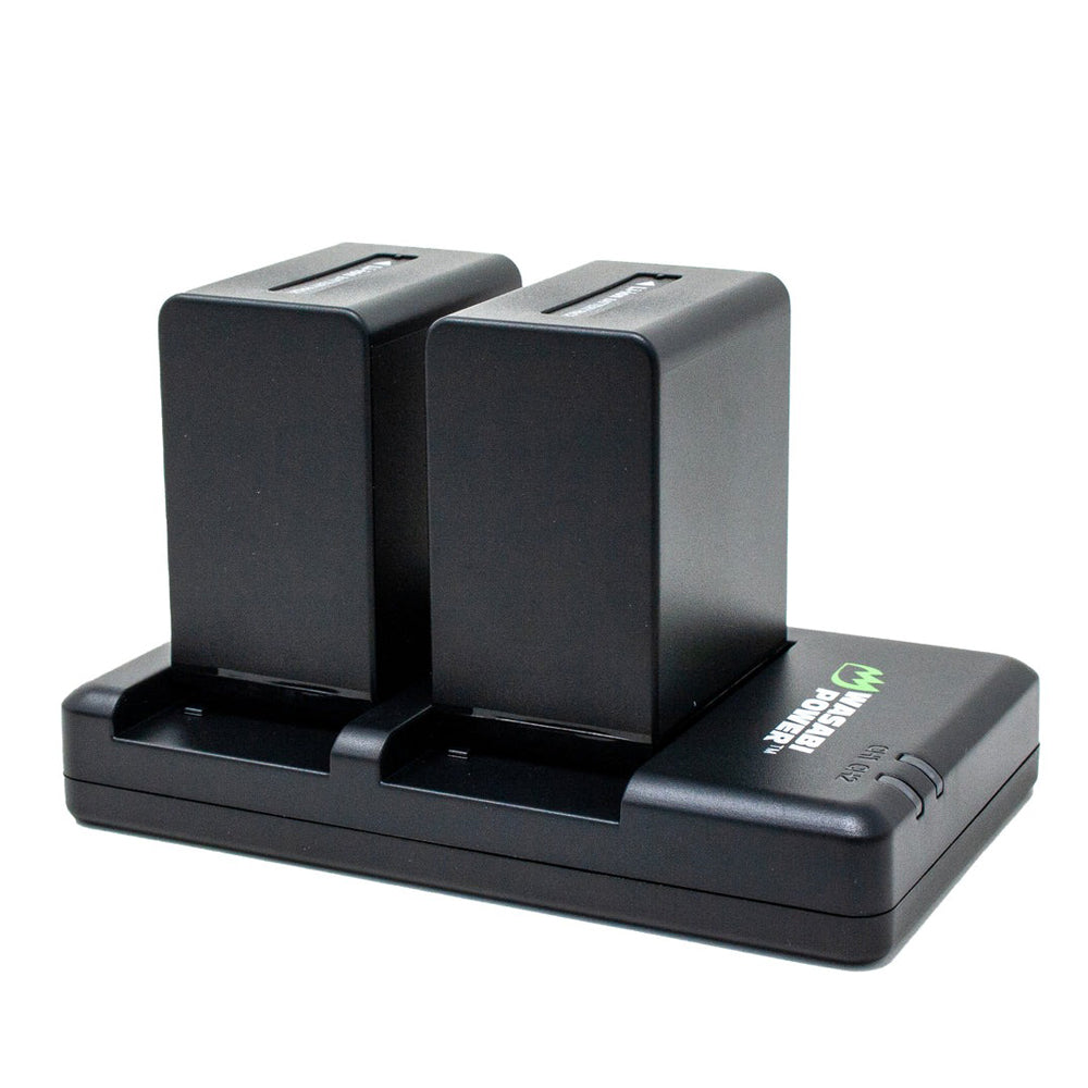 Wasabi Power (2-Pack) SONY NP-FV100 Battery and Dual Charger for NP-FV50 NP-FV70 NPFV100 V-Series Batteries & Select Sony Handycam PXW-Z450 PXW-Z90 PXW-X70 NEX-VG900 HXR-NX80 HXR-NX70U HXR-MC50U HDR-XR550V FDR-AX700 FDR-AX100 Video Camera