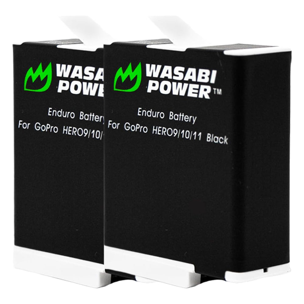 Wasabi Power (2 Pack) 3.85V 1730mAh Battery and Dual / Triple USB Charger Kit with Power Indicators, USB Micro and Type-C Ports for GoPro HERO 9 10 11 12 and Black Action Camera