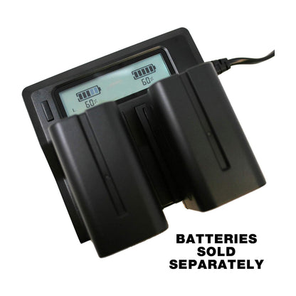 [CLEARANCE] Wasabi Power NP-F550 Dual Battery USB Charger with LCD Display for Select Sony L and M Series NP-F330, NP-F530, NP-F570 and HDR-AX2000, HDR-FX1 Digital Video Camera | LCH-DC-FM50