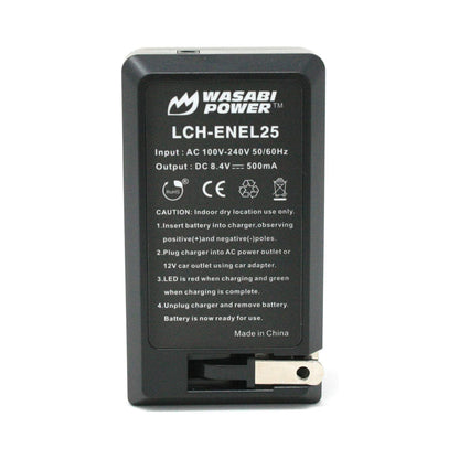 [CLEARANCE] Wasabi Power EN-EL25 Dual Battery Charger with USB Type C Charging Cable for Nikon Z 30, Nikon Z 50, Nikon Z fc Camera Battery | LCH-FC-ENEL25
