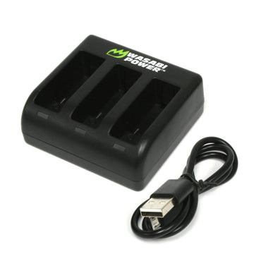 Wasabi Power (2 Pack) 3.85V 1730mAh Battery and Dual / Triple USB Charger Kit with Power Indicators, USB Micro and Type-C Ports for GoPro HERO 9 10 11 12 and Black Action Camera