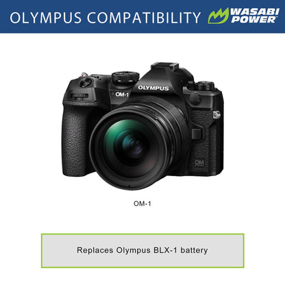 [CLEARANCE] Wasabi Power BLX-1 7.2V 2400mAh Lithium-Ion Battery with USB -C Fast Charging Direct Port for Olympus BLX1 and OM System Mirrorless Camera | USB-BTR-BLX1